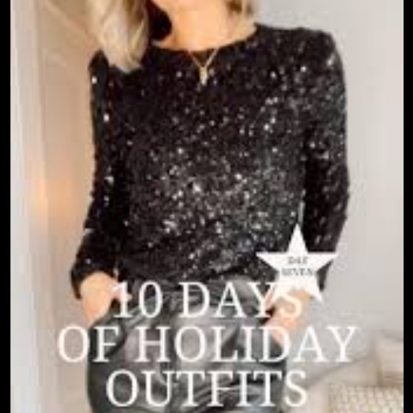 DKNY 🖤✨ Black Sequin Blouse - Picture 9 of 9